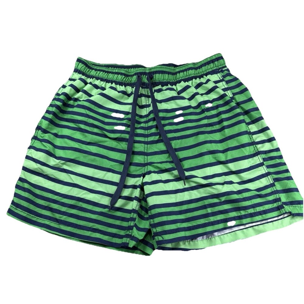 KANU Mens Surf Swim Beach Trunks Sz XL Green Blue Stripe